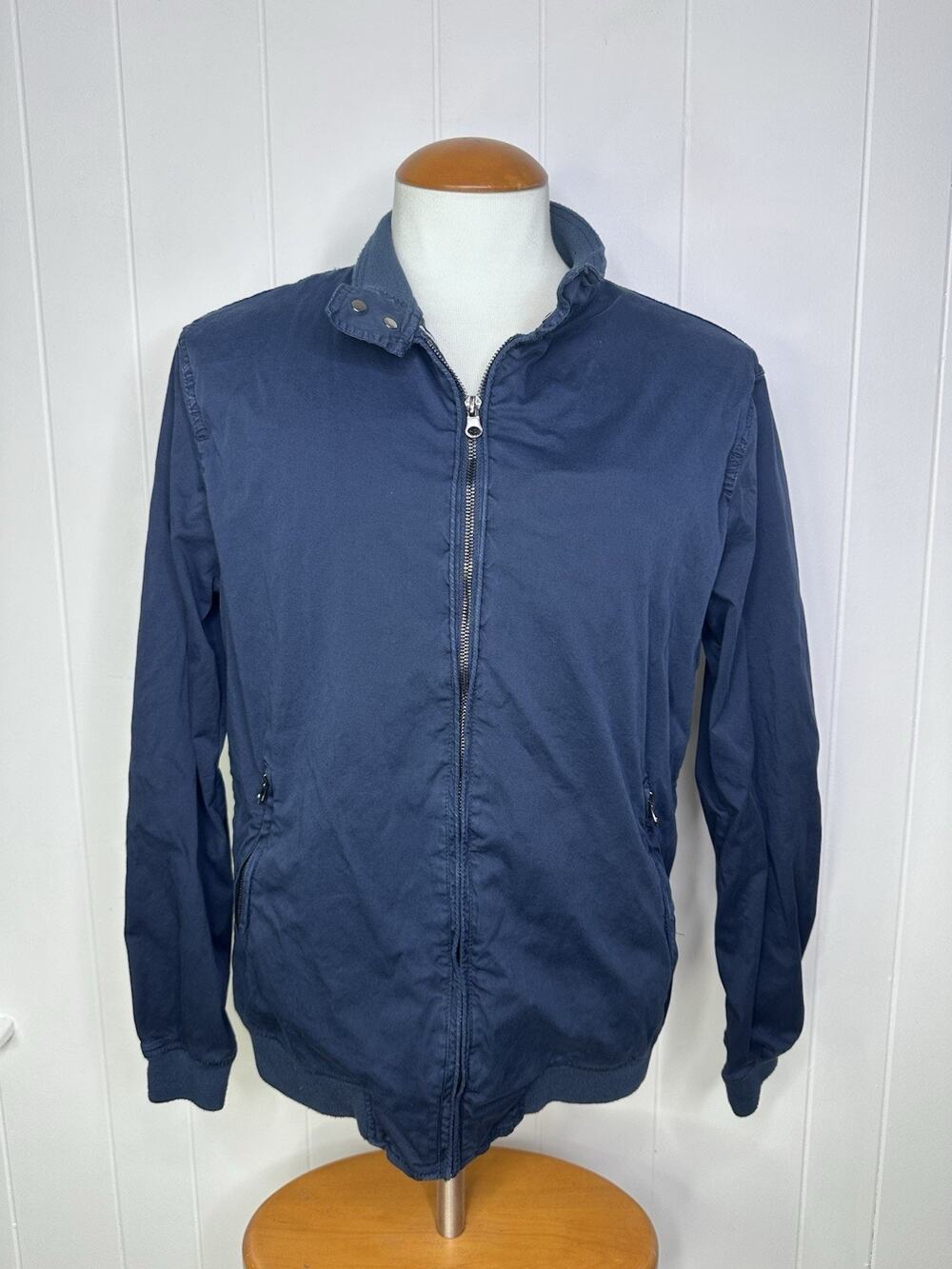 Dan John Navy Bomber Jacket Cotton Stretch Blend Mens XL (fits Large) - ITALY